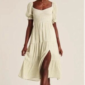 Abercrombie & Fitch Green Check Midi Dress